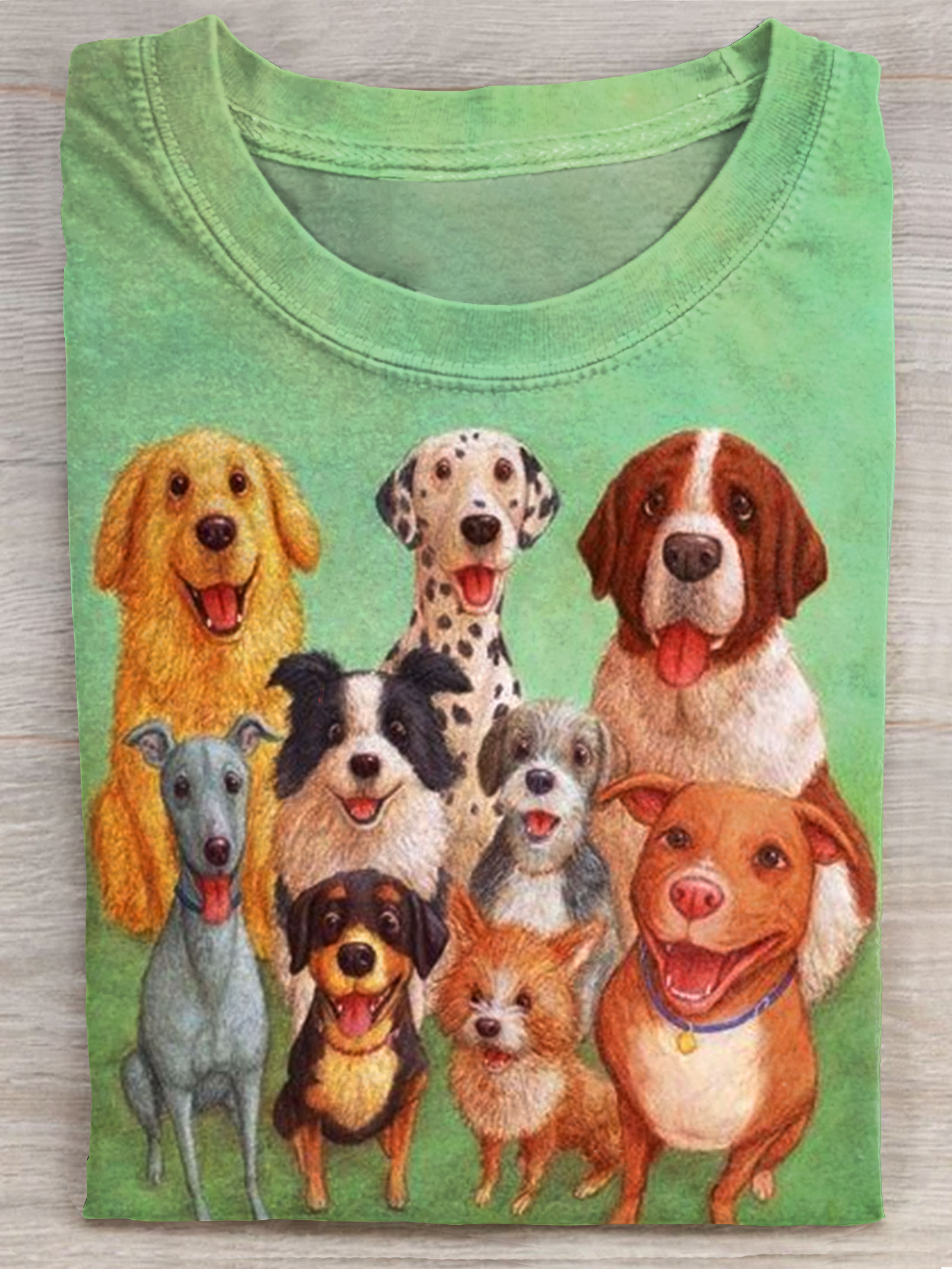 Cute Dog Lover Art Print Casaul Short Sleeve T-shirt