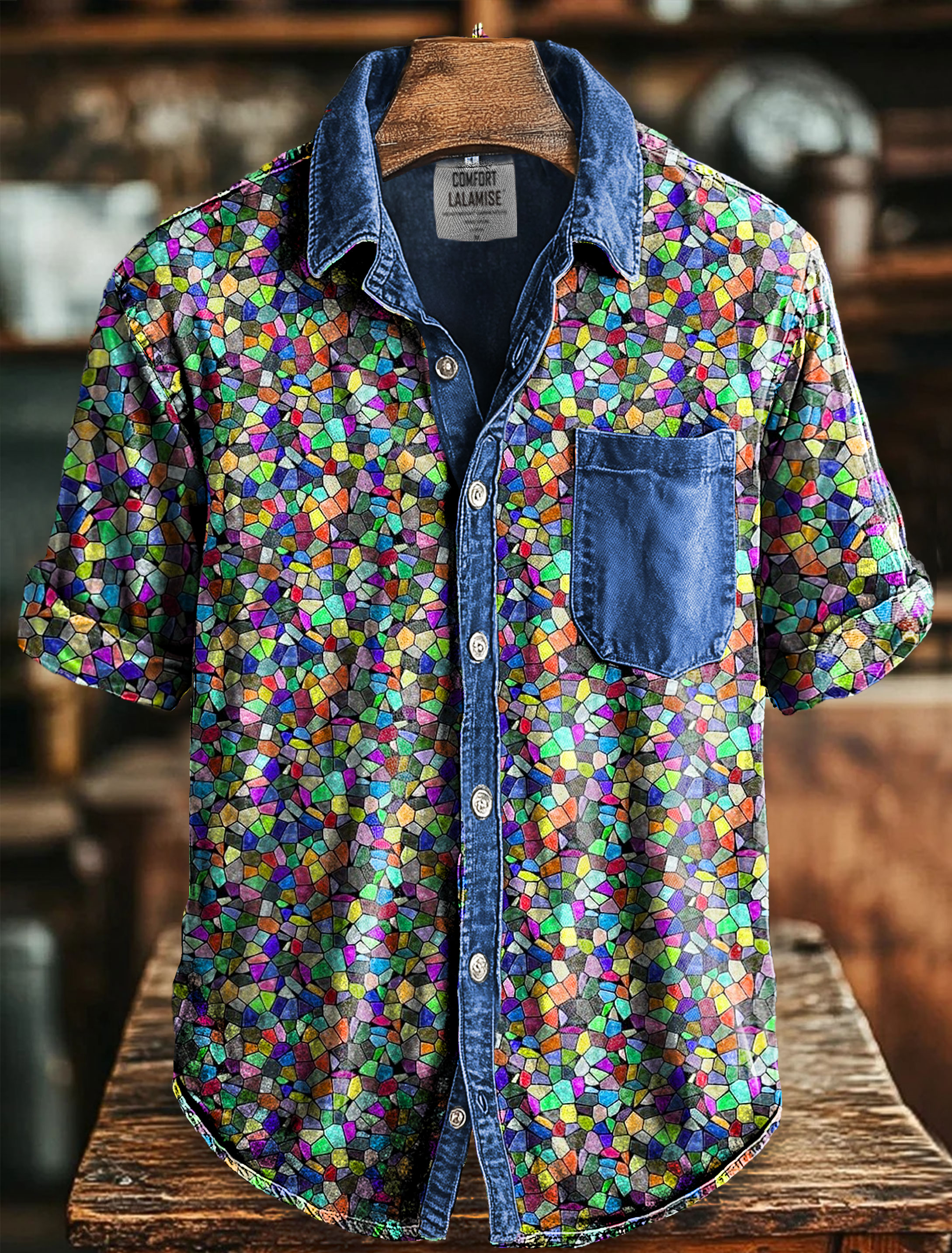 Vintage Multi-Colored Victorian Pattern Art Print Casual 100% Cotton Shirt