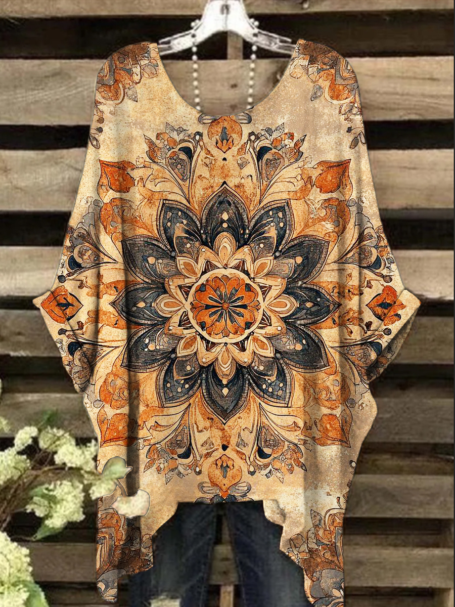 Women's Vintage Ethnic Print Design Top