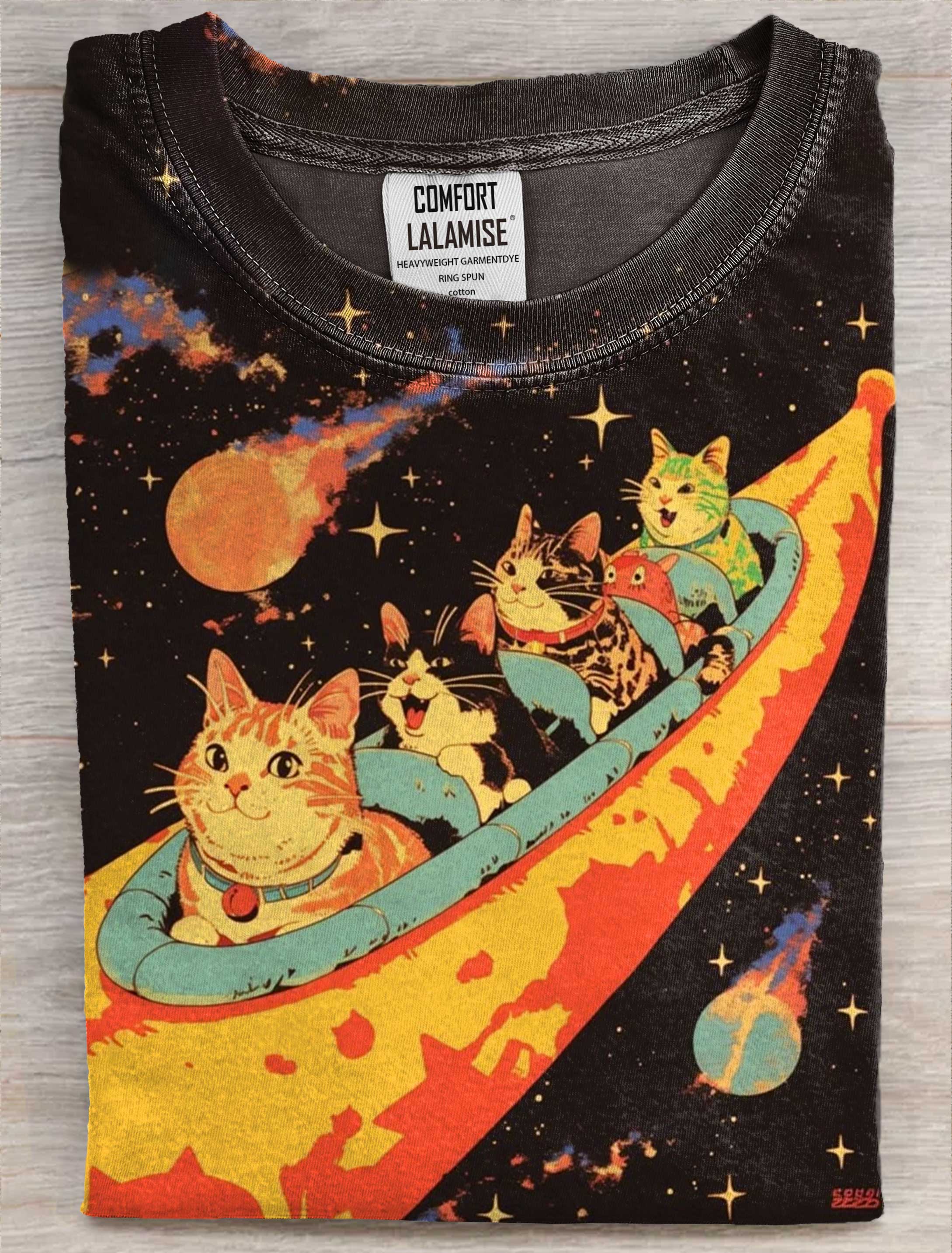 Funy Cats Art Print Casaul Short SleeveT-shirt