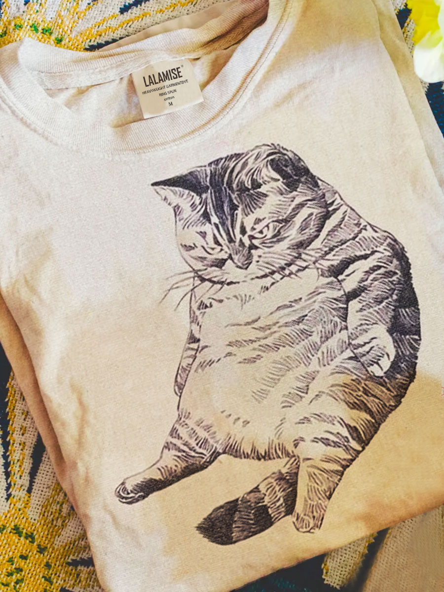 Funny Cat Print Casual T-shirt