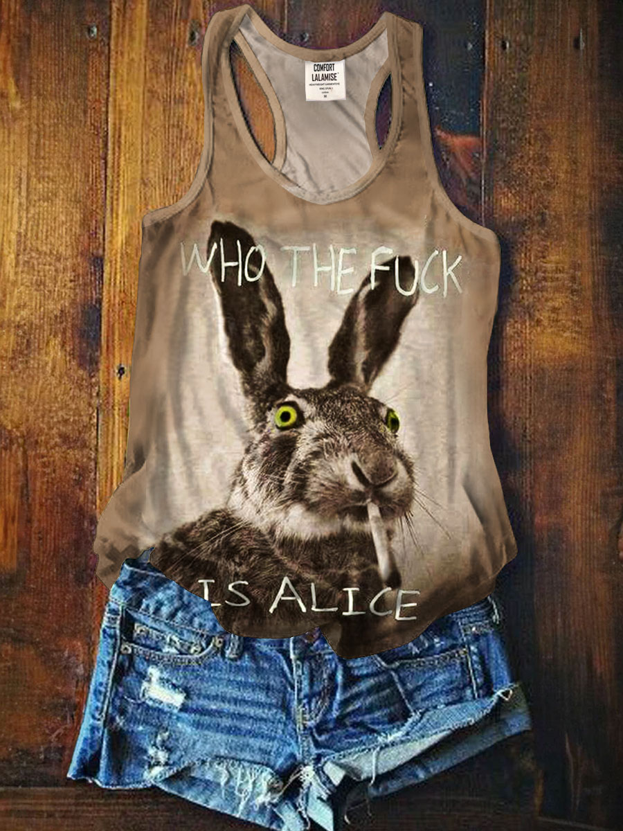 Who The Fuck Bunny Art Print Tank Top