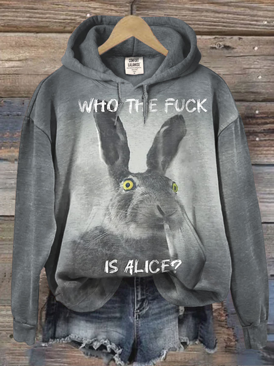 Who The Fuck Bunny Art Print Casual Sweatshirt