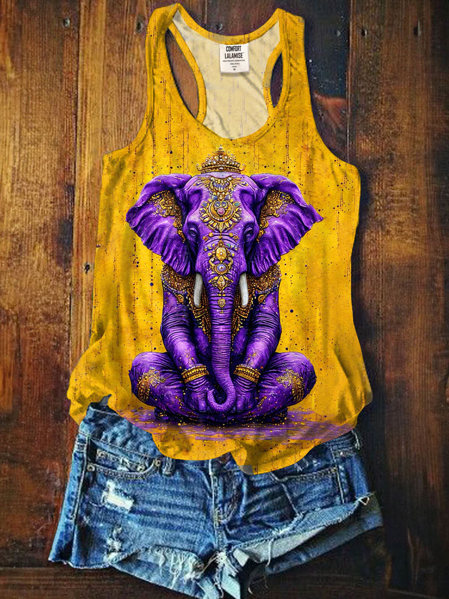 Meditating Elephant Art Print Tank Top