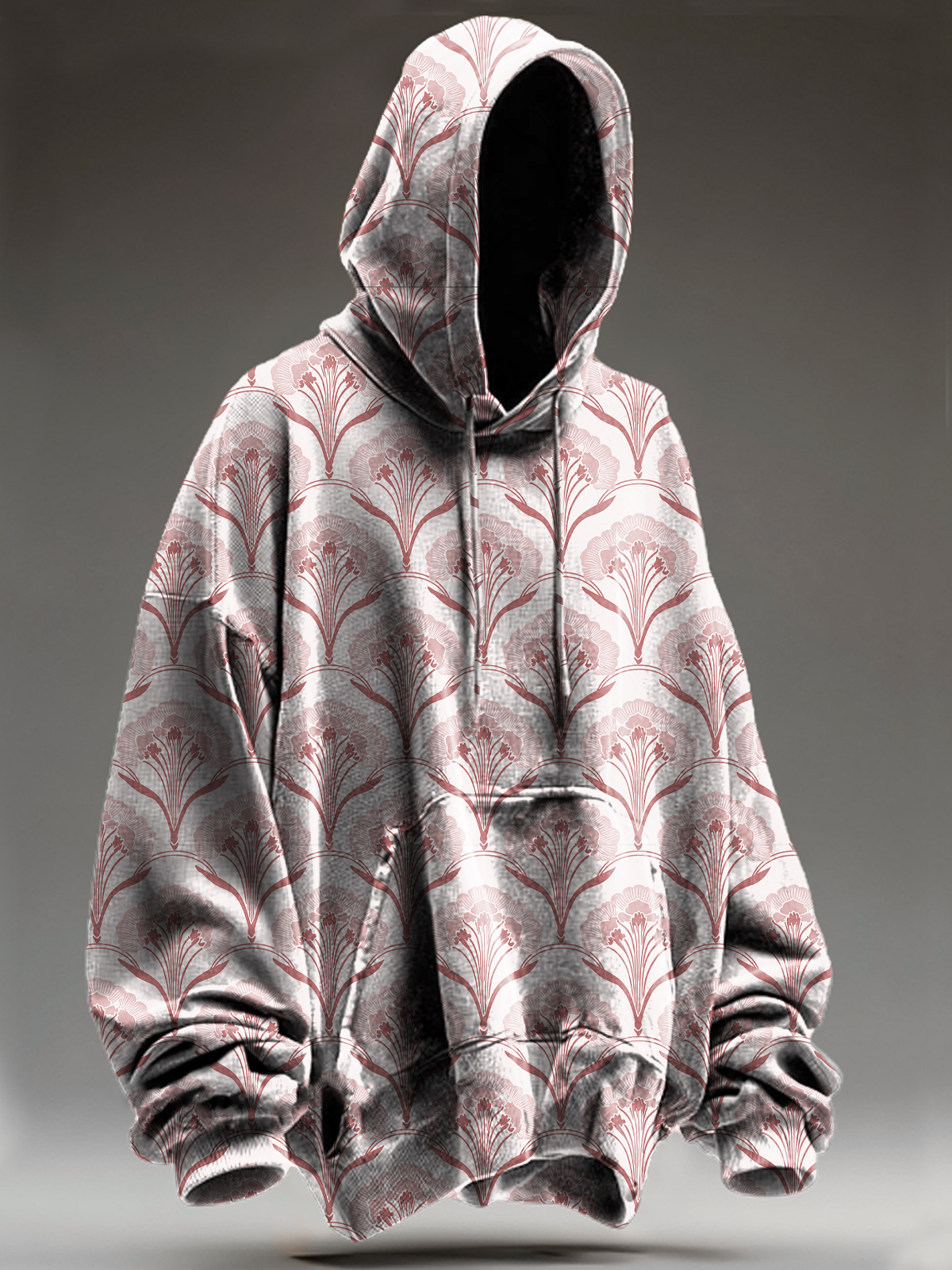 Unisex Vintage Abstract Red Ethnic Floral Totem Art Print Casual Sweatshirt