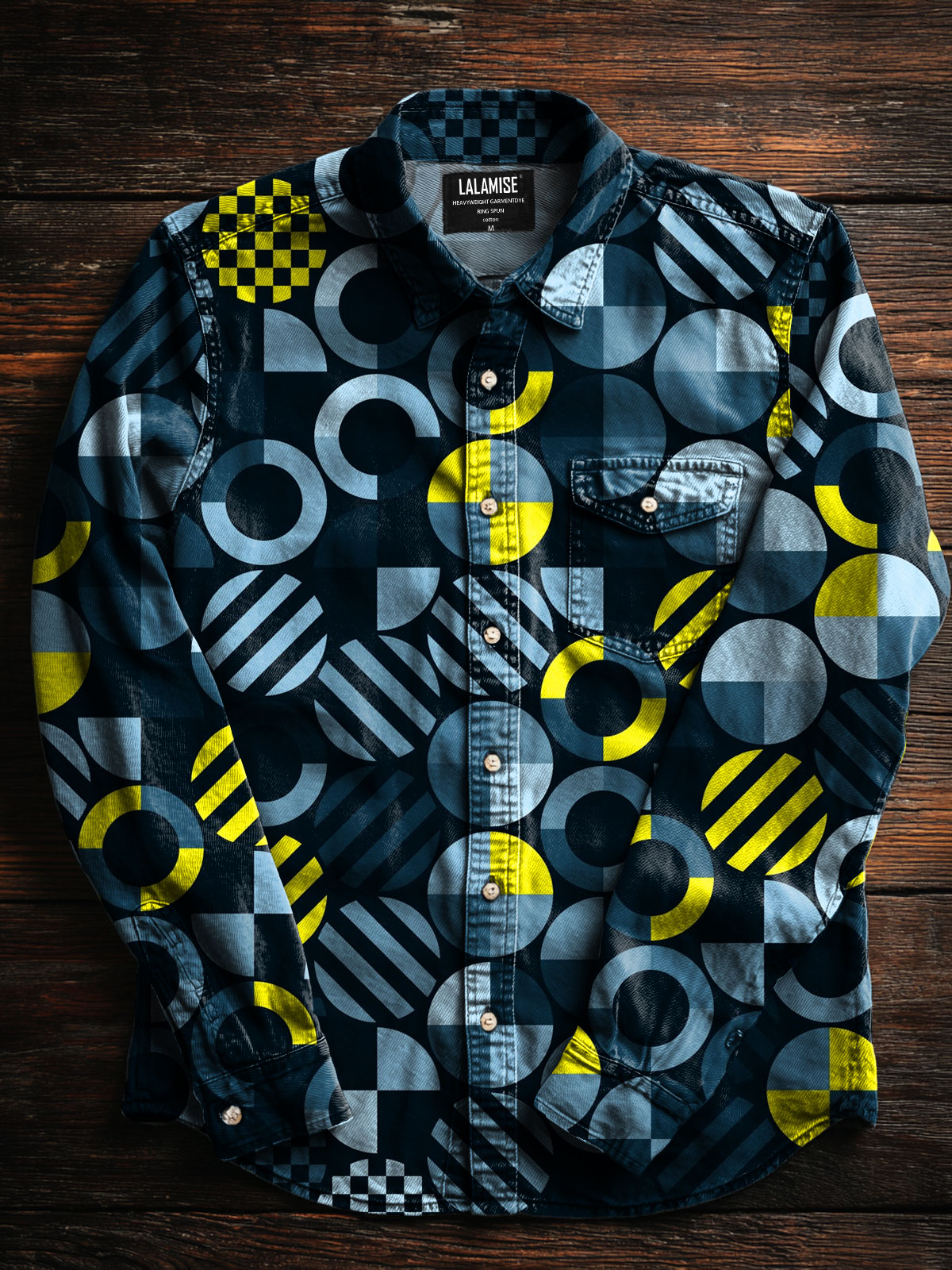 Abstrct Art Print 100% Cotton Long Sleeve Shirt