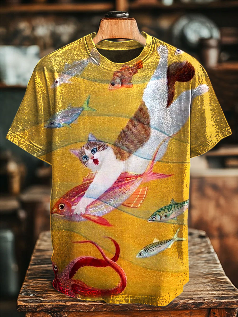 Cat Art Print Casual Top