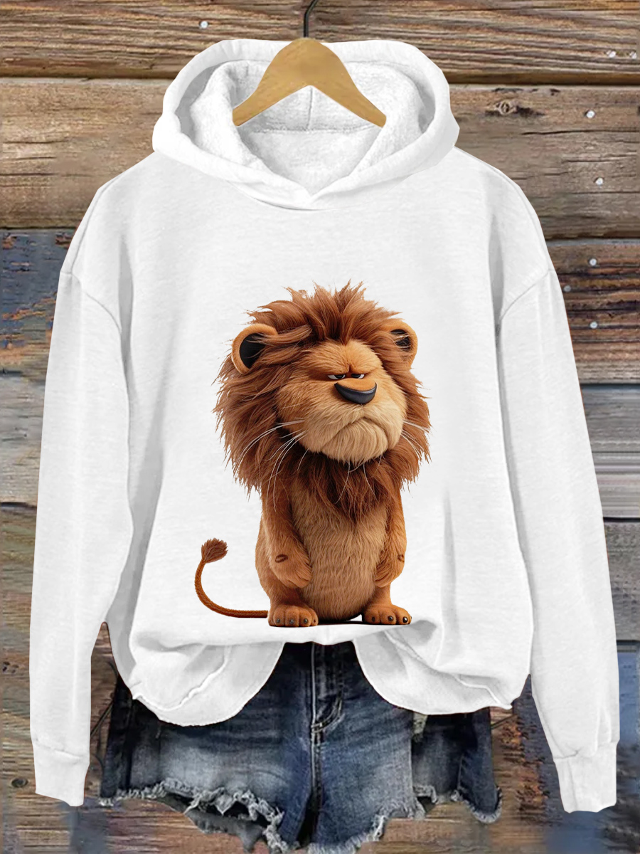Fun Lion Art Print Hooded Sweatshirt
