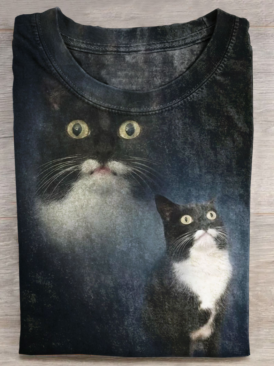 Funny Cat Print Casual T-shirt