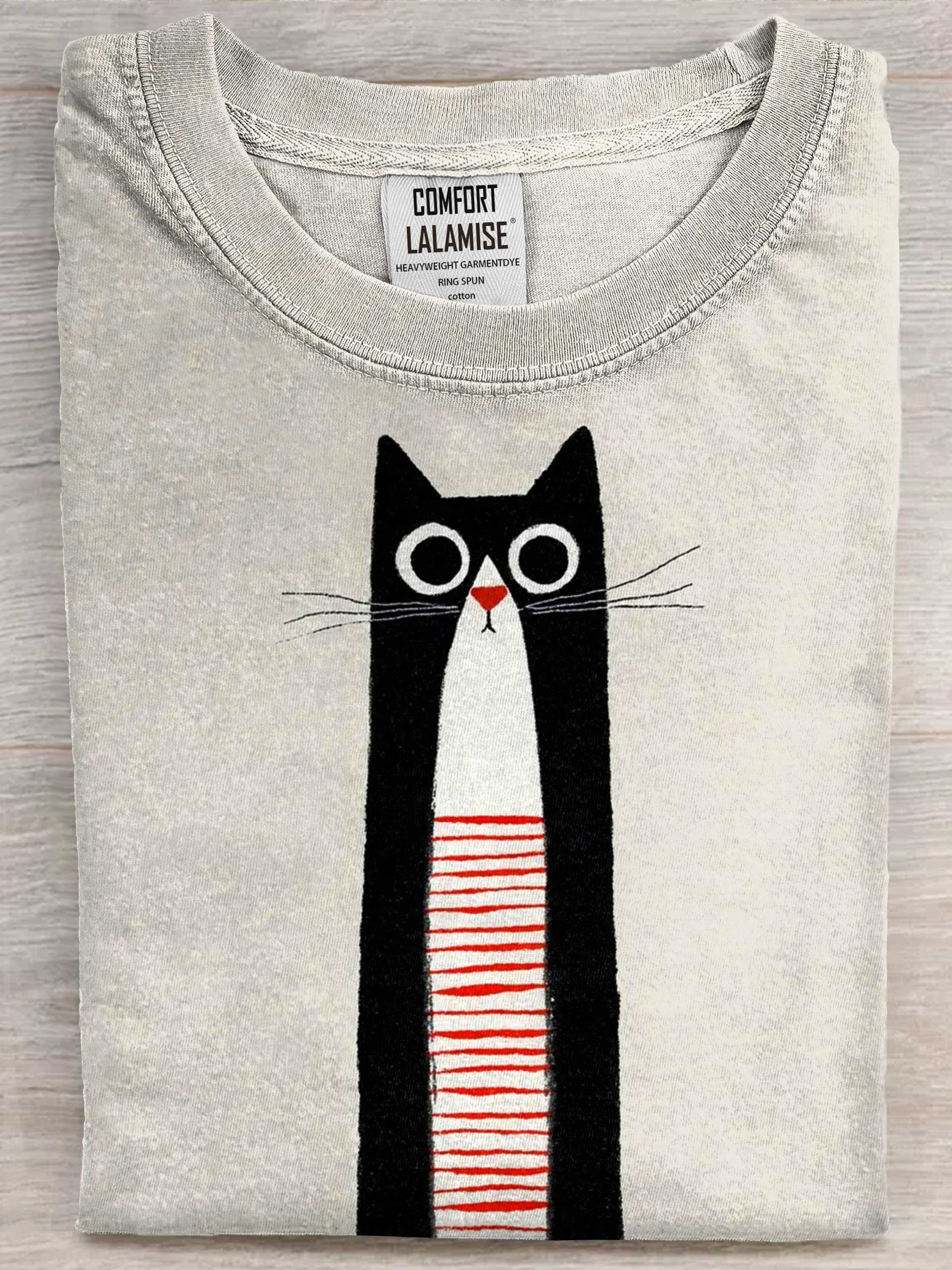 Funny Abstrct Cat Art Print Casual Short Sleeve T-shirt