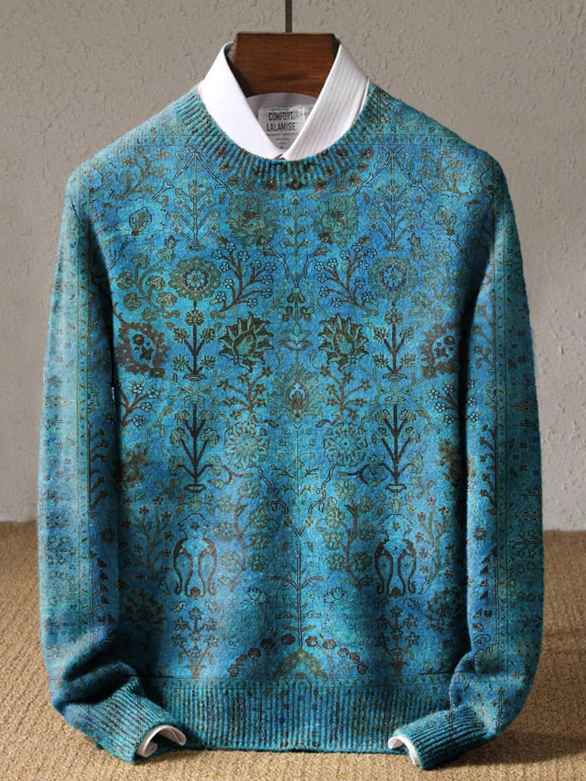 Vintage Ethinic Art Print Knit Pullover Sweater