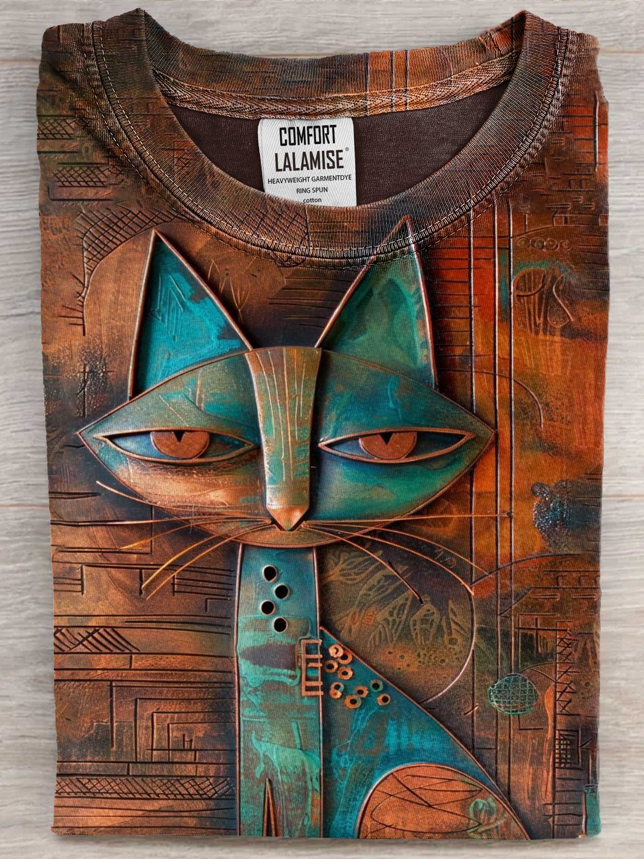 Cat Art Print Casaul Short Sleeve T-shirt