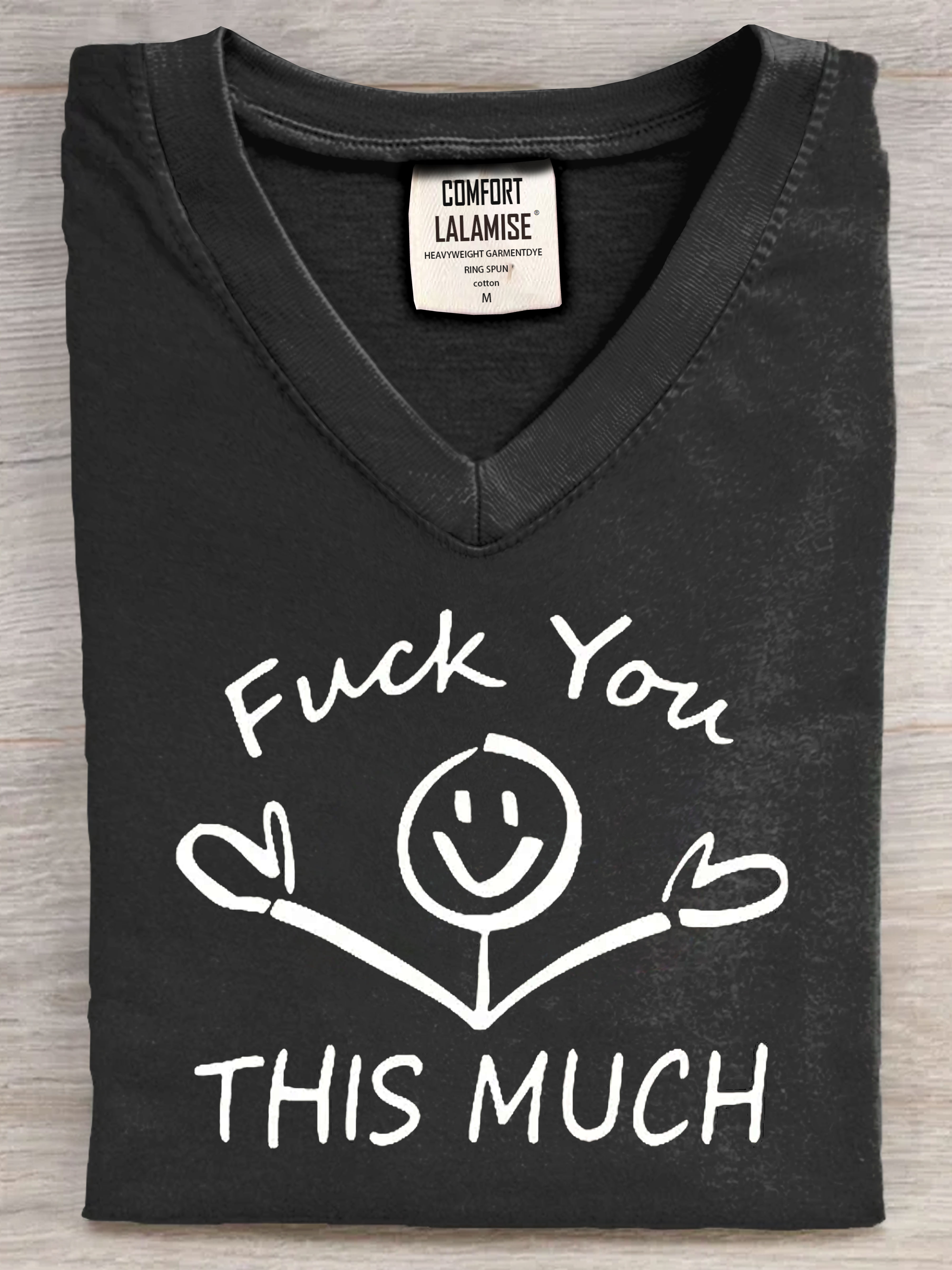 Fuck You This Much Art Print V-neck Casual T-Shirt