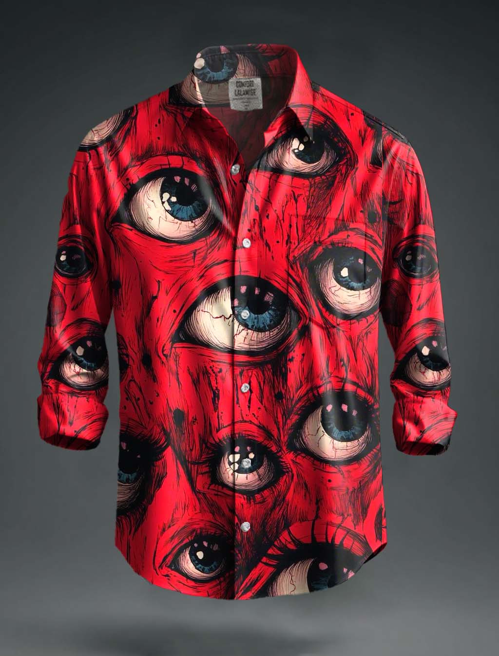 Eyes In The Flesh Print 100% Cotton Long Sleeve Shirt