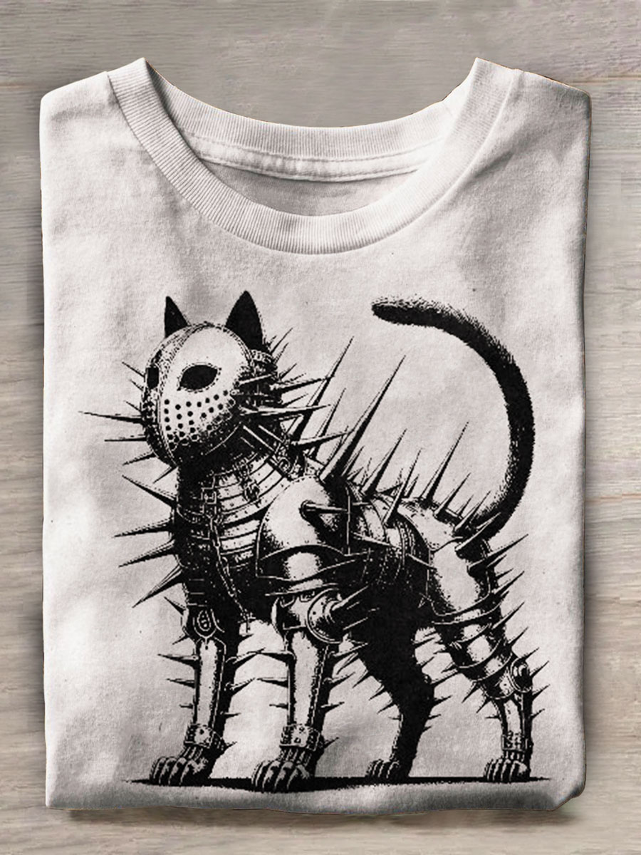 Horror Cat Prints Casual T-shirt
