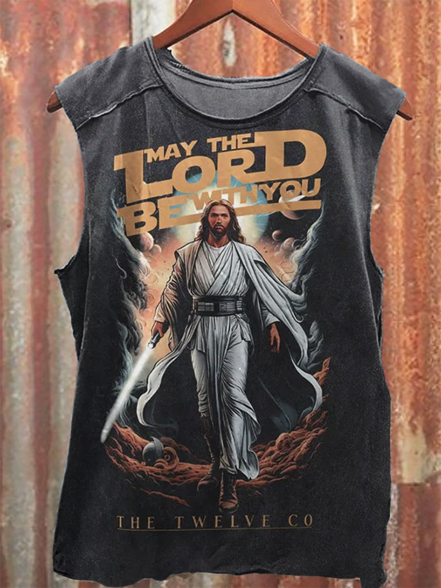 May The Lord Be With You Vintage Print 100% Cotton Casual Tank Top