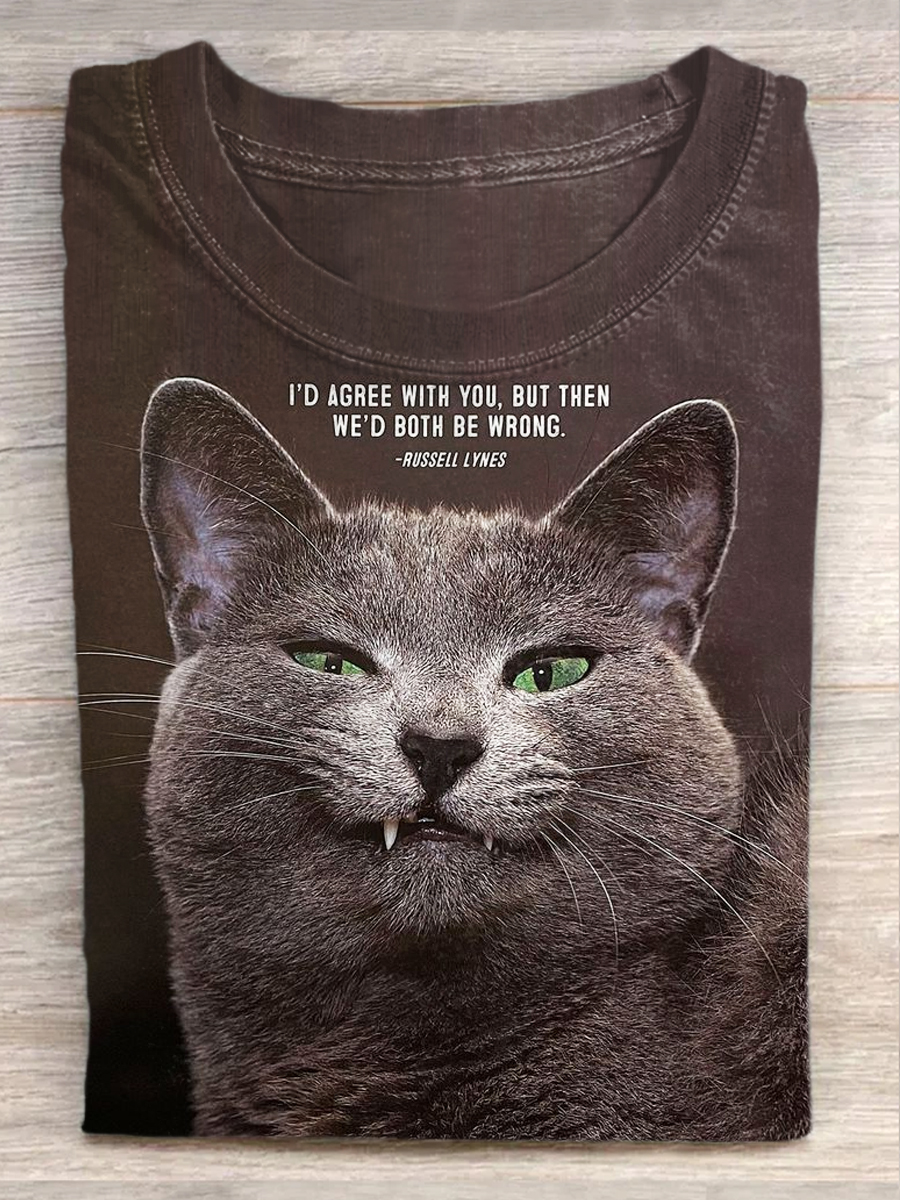 Fun Cat Print Casual Short Sleeve T-Shirt