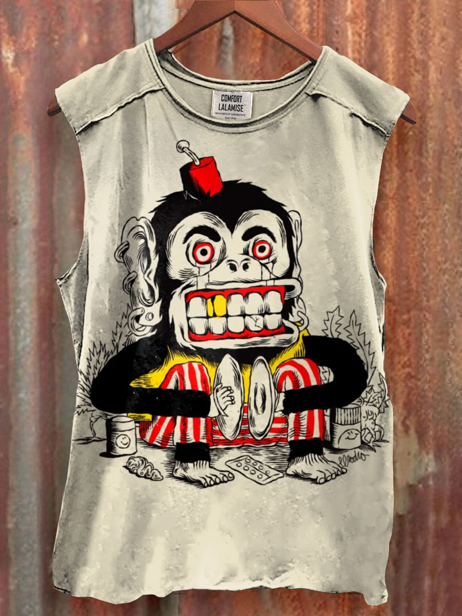 Jolly Chimp Print 100% Cotton Casual Tank Top
