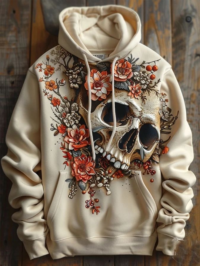 Skull With Flower Art Casual Sweatshirt
