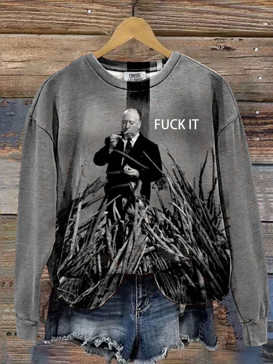 Fuck It Art Print Casaul long Sleeve Sweatshirt