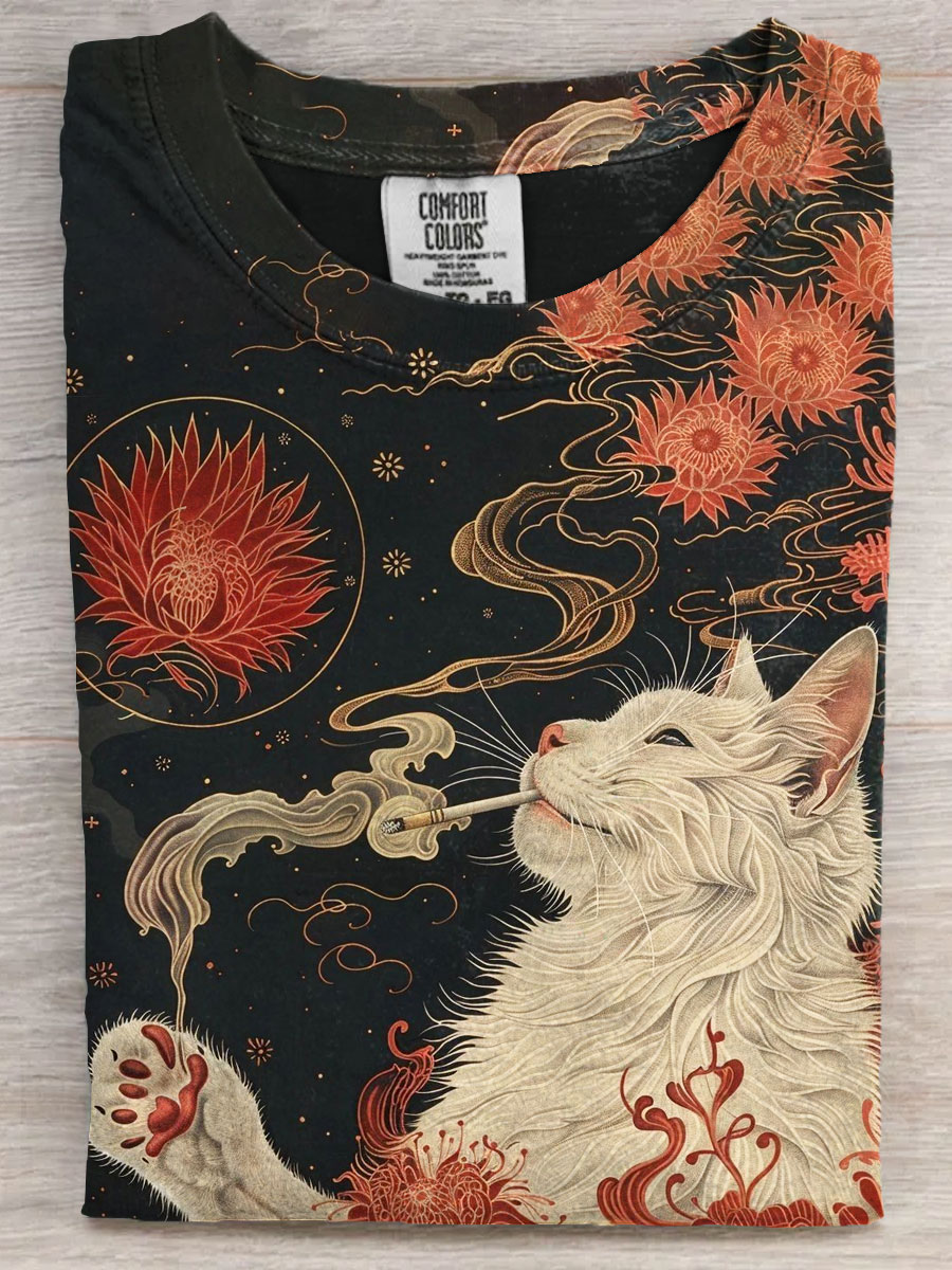 Fancy Cat Art Print Casaul Short Sleeve T-shirt