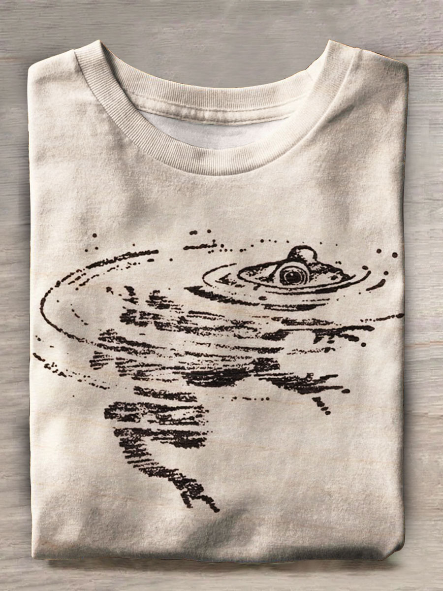 Frog Print Casual Short-sleeved T-shirt