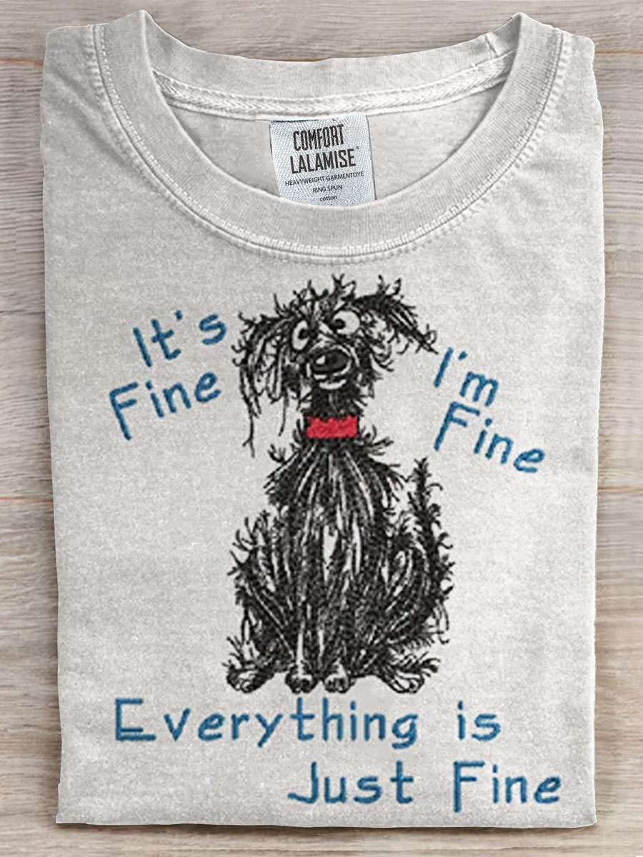 Vintage Dog Funny Prints Casual T-shirt