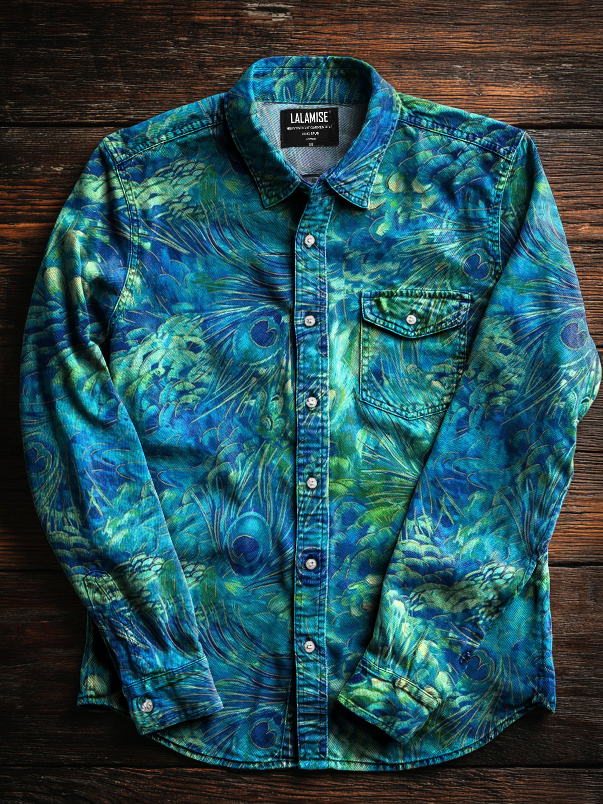 Peacock feather Art Print 100% Cotton Long Sleeve Shirt