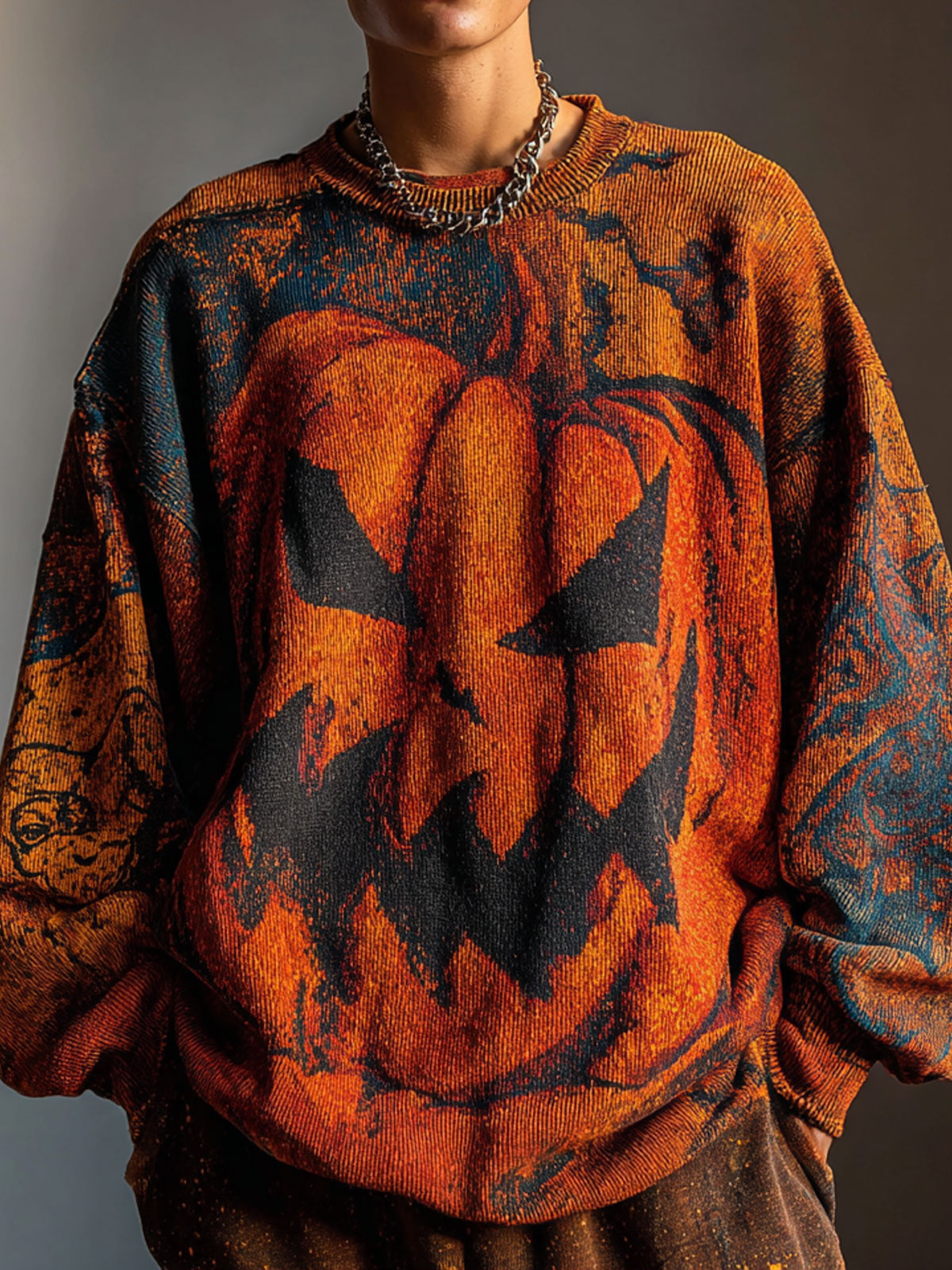 Vintage Pumkim Face Halloween Art Sweatshirt
