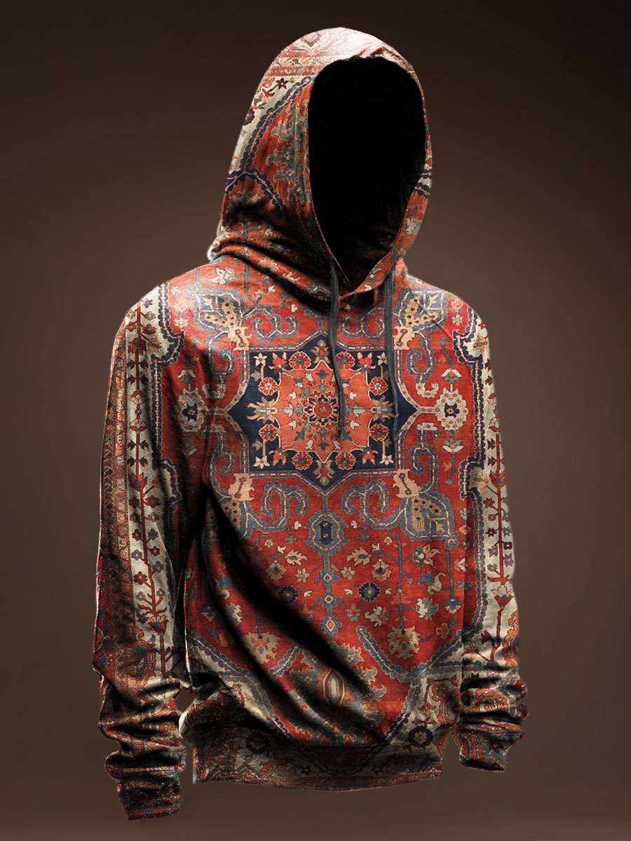 Ethnic Flower Prints Casual Hoodie Sweatshirt