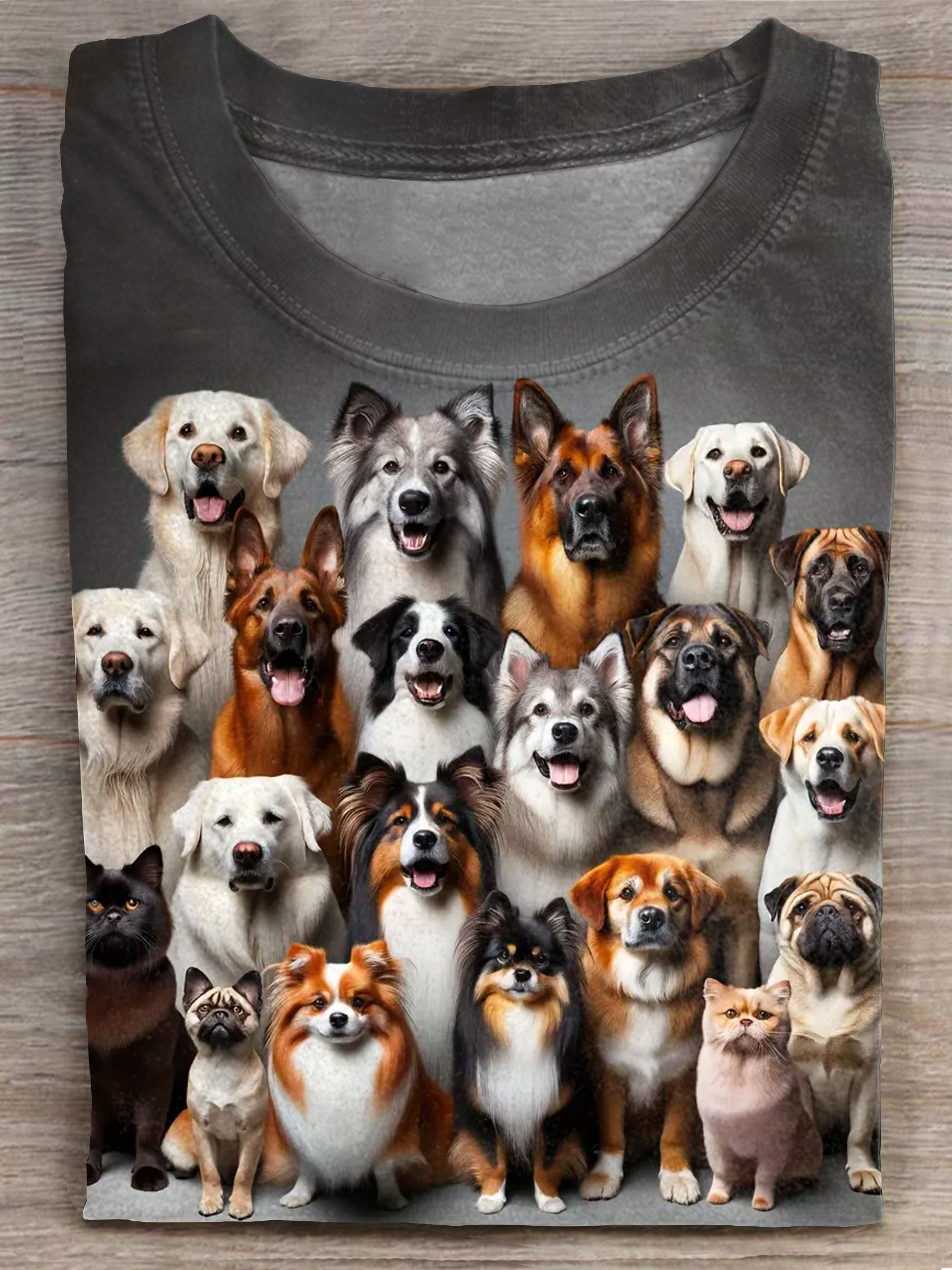 Dog Famliy Art Print Casaul Short Sleeve T-shirt