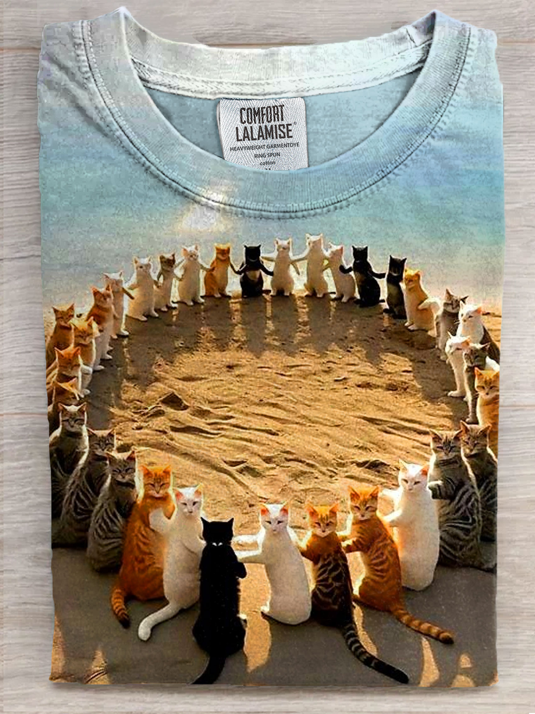 Circle of Love wizard  Funny Cat Art Print Casaul Short Sleeve T-shirt