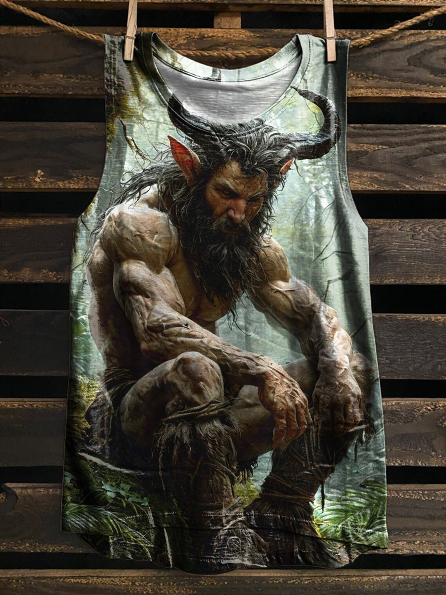 Vintage Art Print 100% Cotton Casual Tank Top