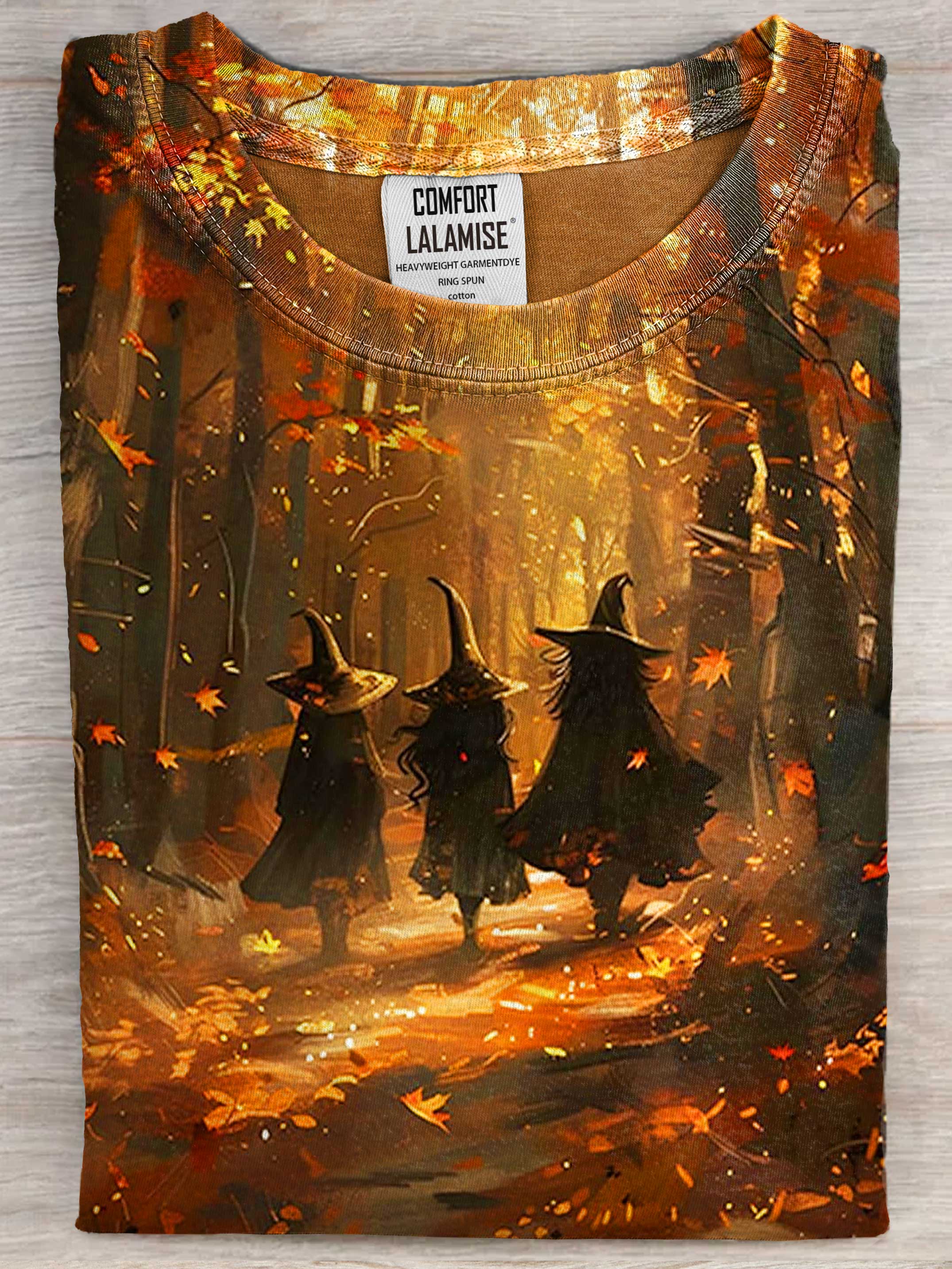 Halloween Creepy Witchy Art Print Casaul Cotton Short Sleeve T-shirt