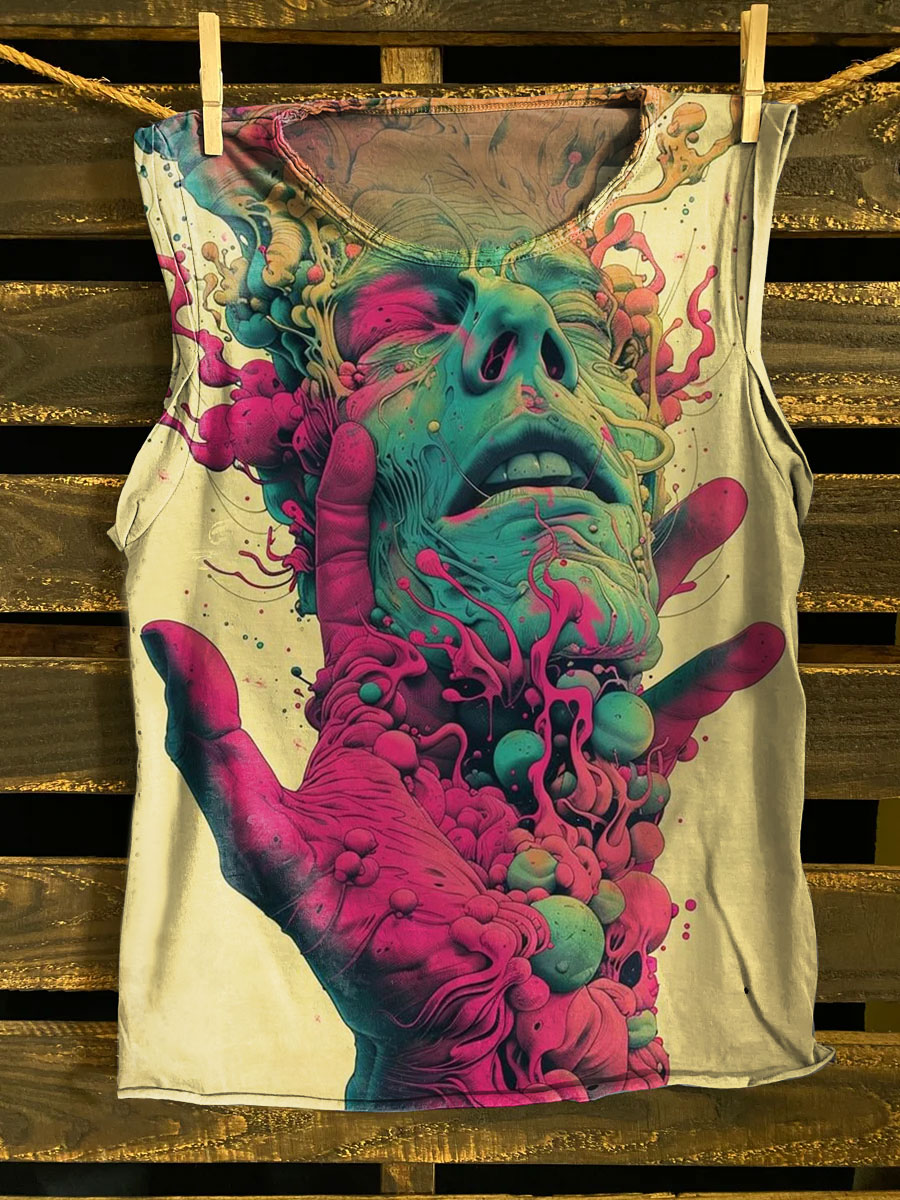 Vintage Art Print 100% Cotton Casual Tank Top
