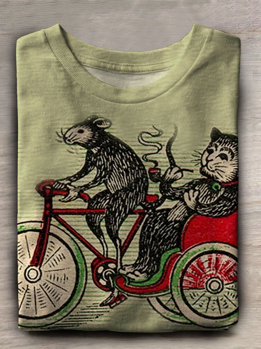 Funny Cat Print Casaul Short Sleeve T-shirt