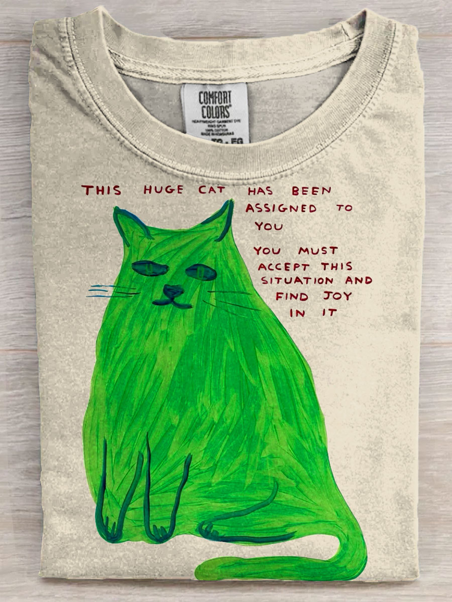 Funny Cat Lover Art Print Casaul Short Sleeve T-shirt