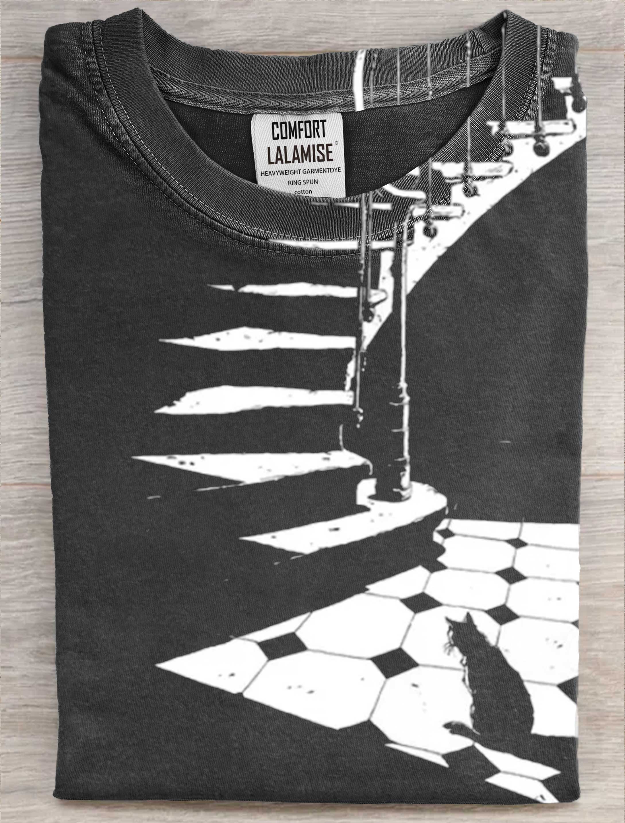 Cat In The Light Art Print Casaul Short Sleeve T-shirt