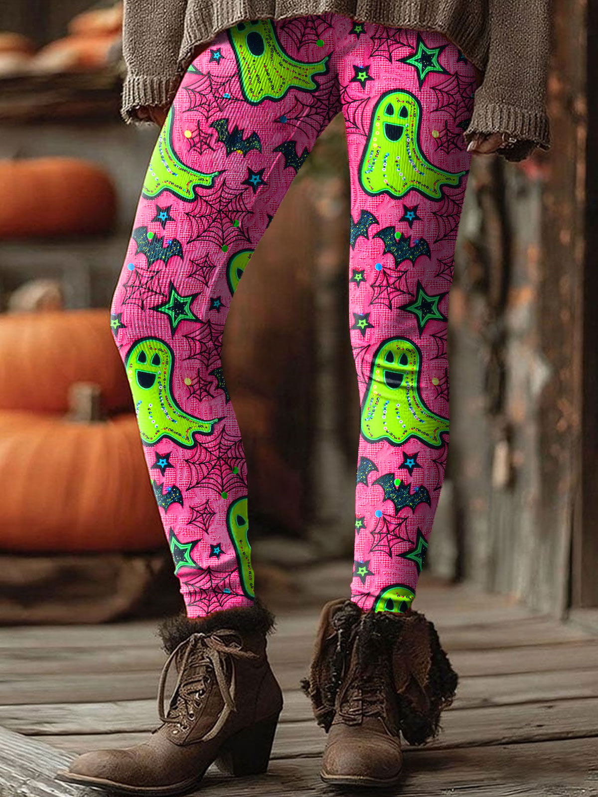 Funny Cute Halloween Ghost Print Casual Leggings