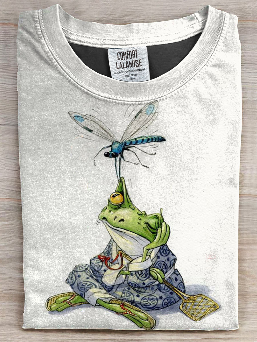 Dragonfly Frog Art Print Casual T-shirt