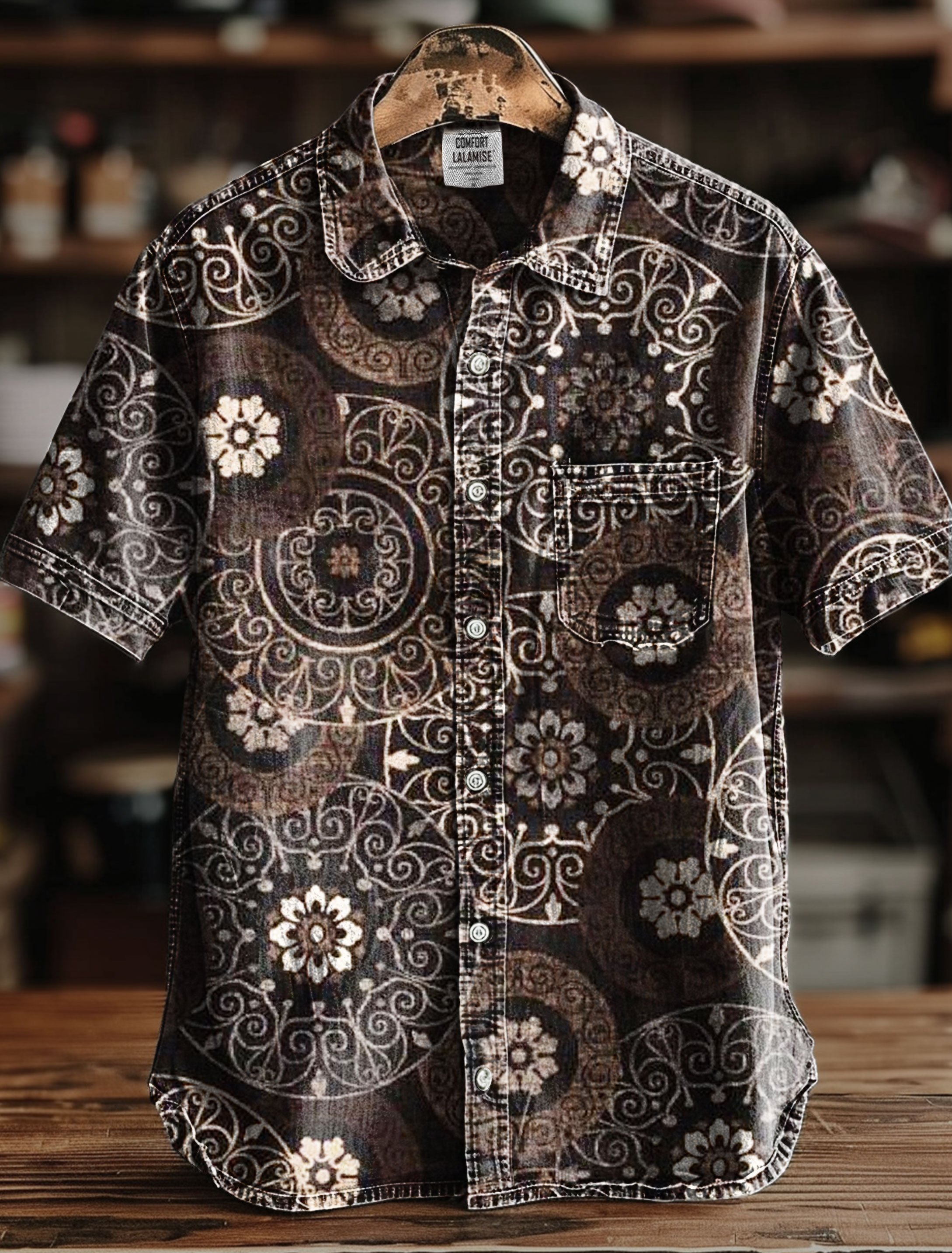 Vintage Print Casual 100% Cotton Shirt