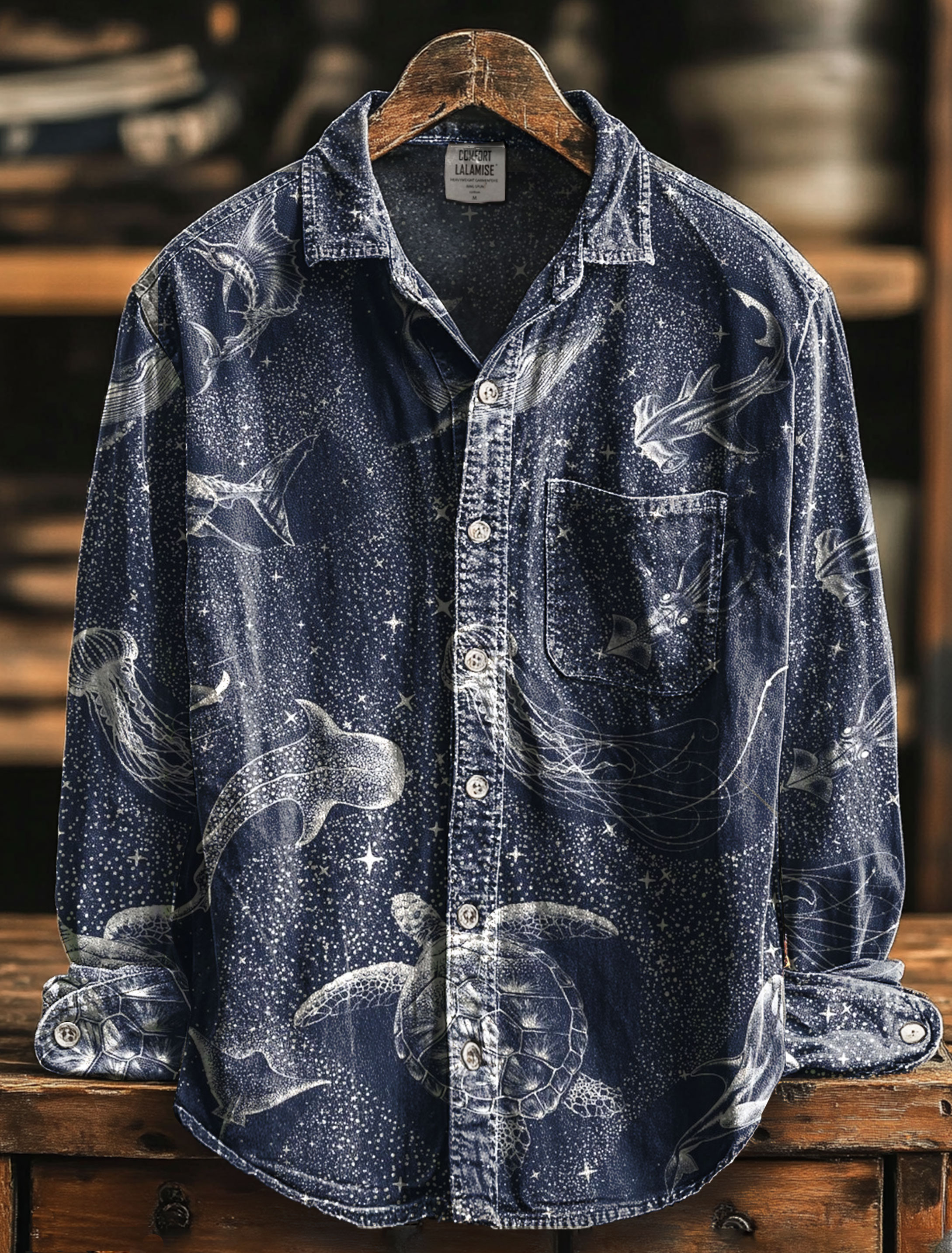 Marine animals Art Print 100% Cotton Long Sleeve Shirt
