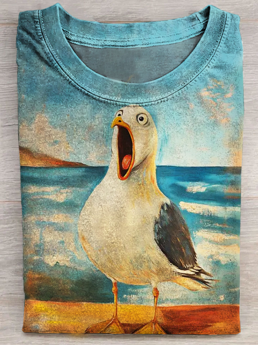 Funny Bird Print Casual T-shirt