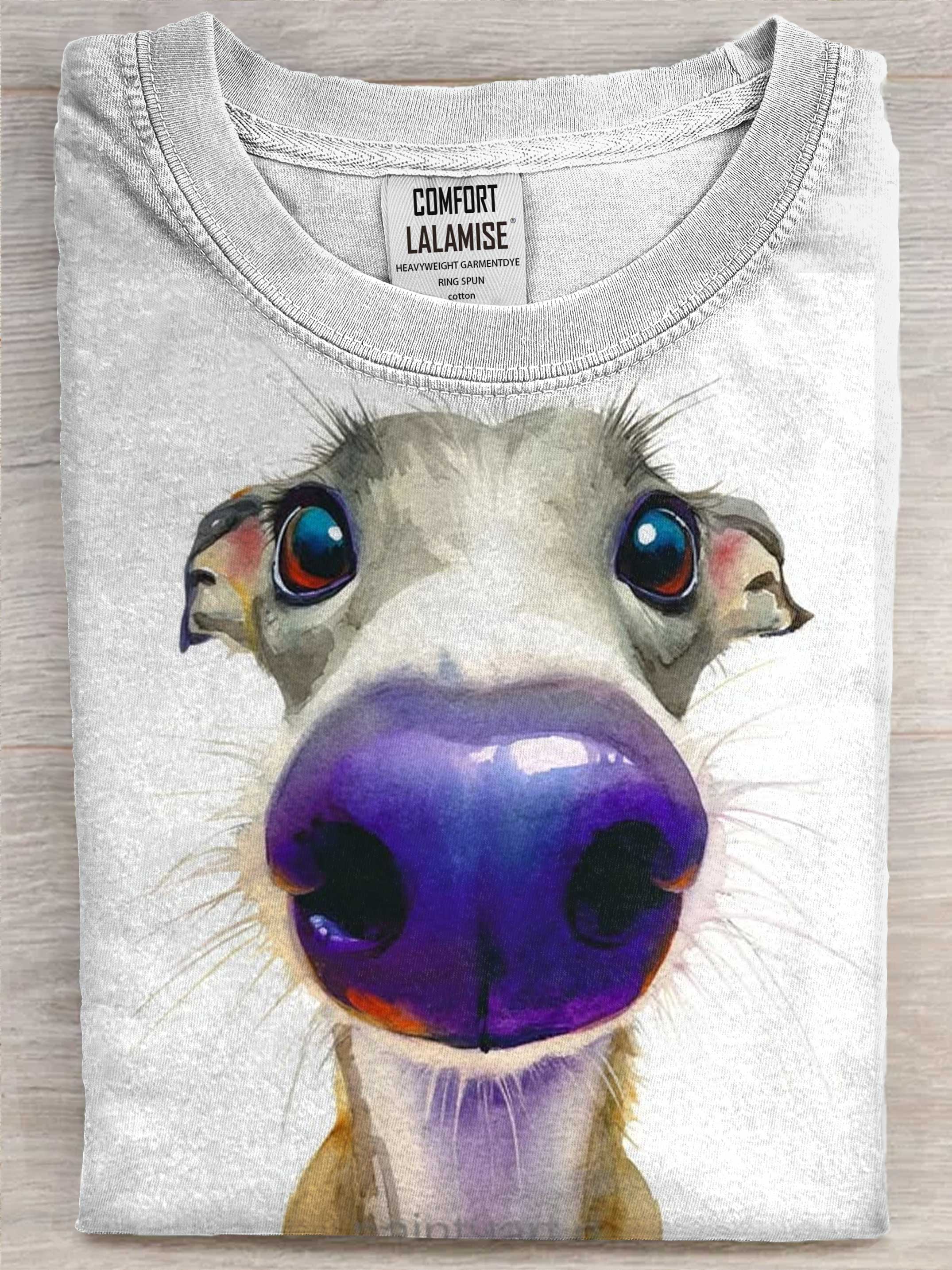 Hound Dog Art Print Casual Cotton Short Sleeve T-shirt