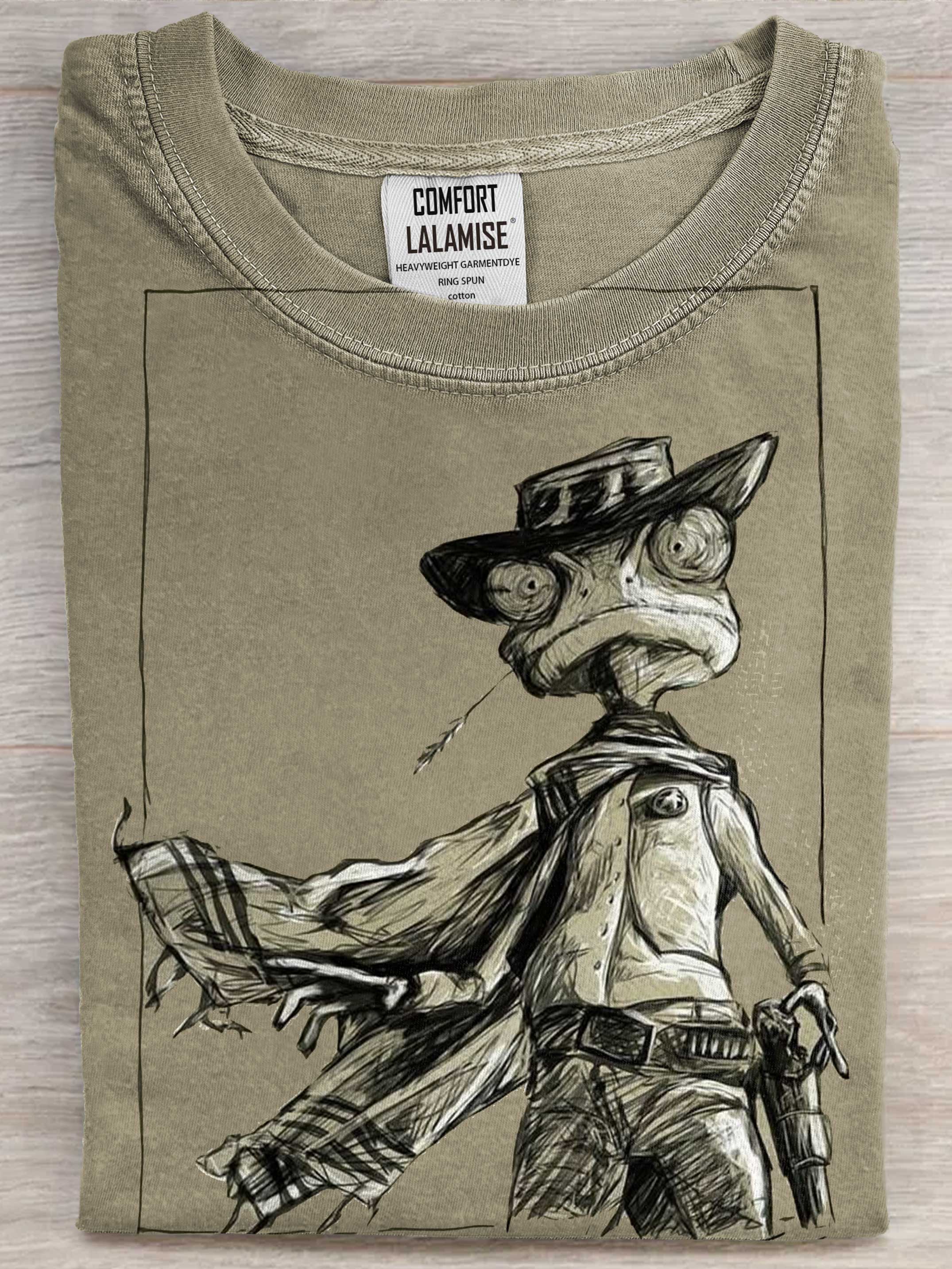 West Cowfrog Art Print Casual Short Sleeve T-shirt