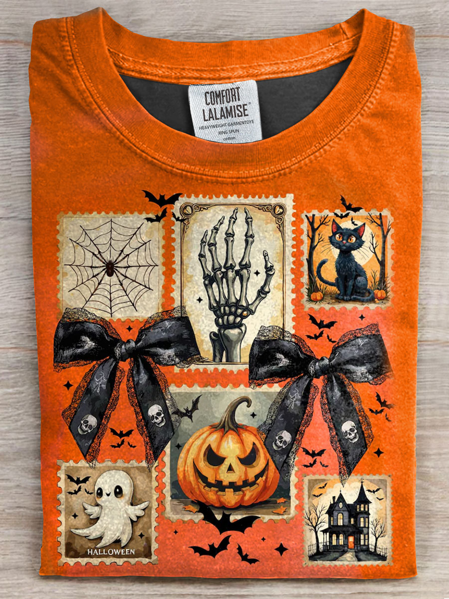 Vintage Halloween Print Casual T-shirt