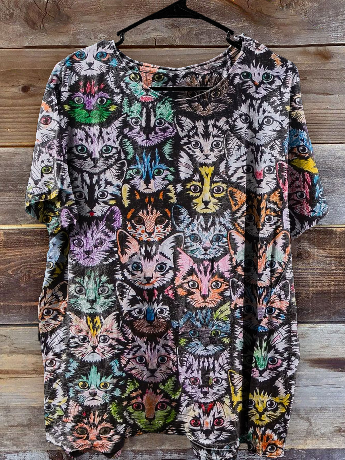 Cat Art Print Casual Short Sleeve T-shirt