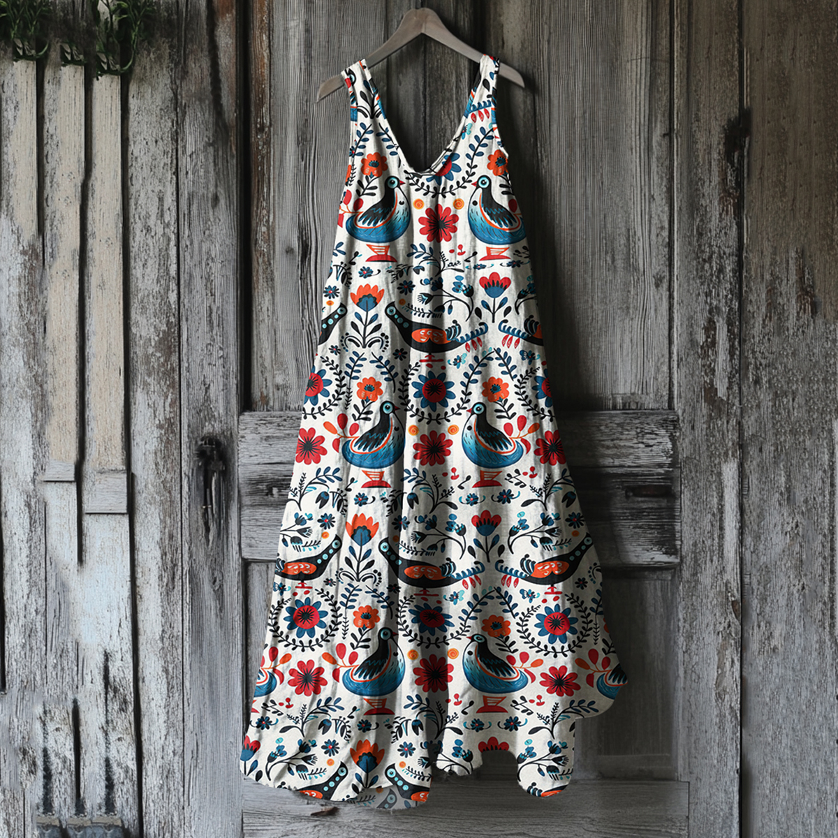 Women's Swedish Pattern Art Casual Midi Dress