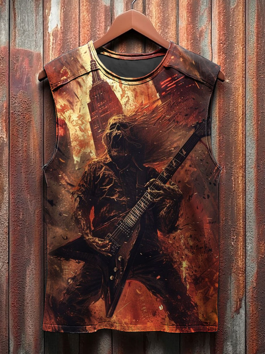 Vintage Death Metal Art Print 100% Cotton Casual Tank Top