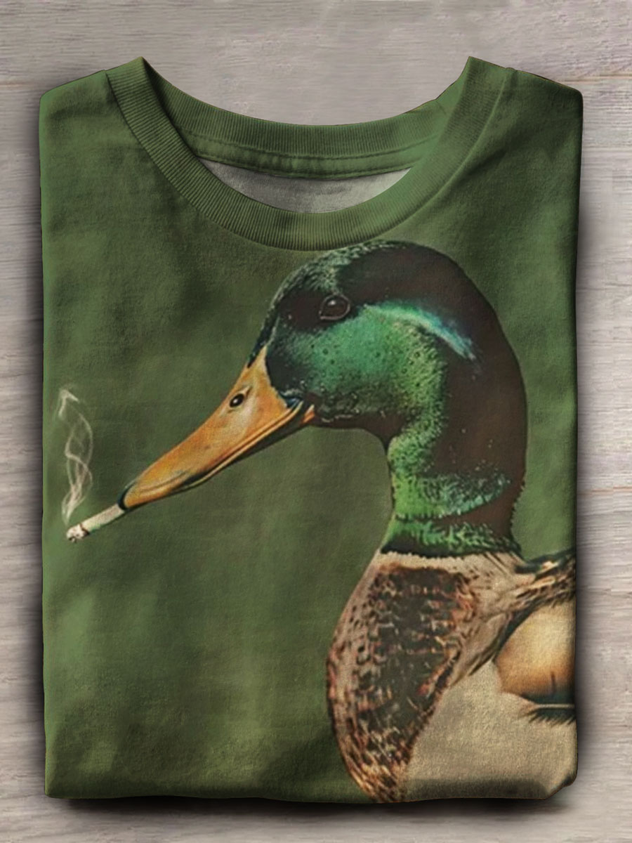 Duck Print Casual Short Sleeve Top